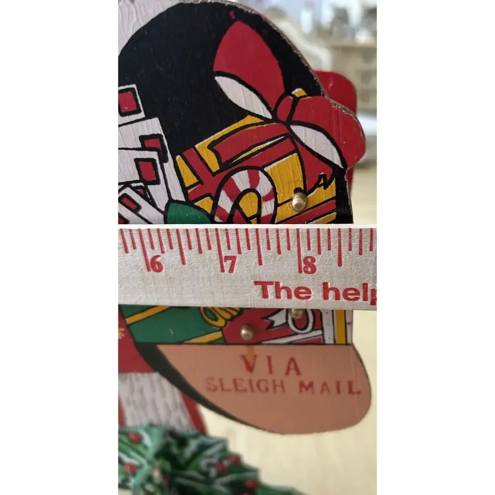 Vintage 50s Santa’s Mailbox card holder Christmas decor Folding Wood 1950s Japan